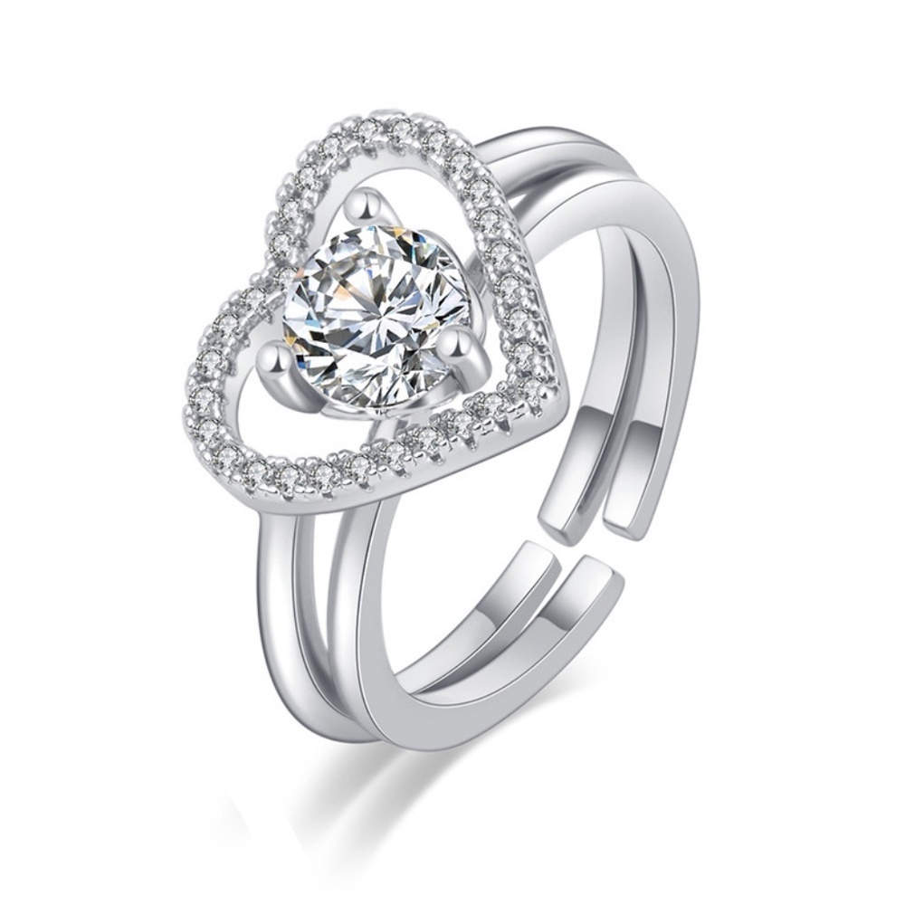 *ARANTXA* 2-Pc Silver Heart Shape Fashion Adjustable Ring